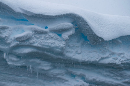 Icicles on the ice of Lake Baikal, Siberia, Russiaの写真素材