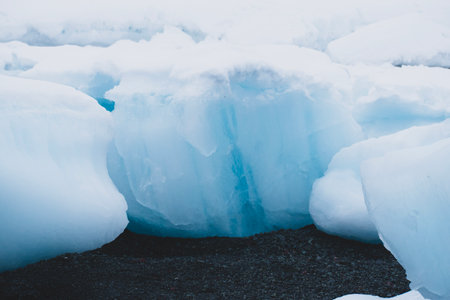 Icebergs in Jokulsarlon glacier lagoon, Icelandの写真素材