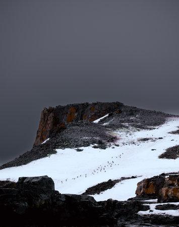 Mountain landscape with snowの写真素材