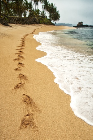 Footprints in the sandの写真素材