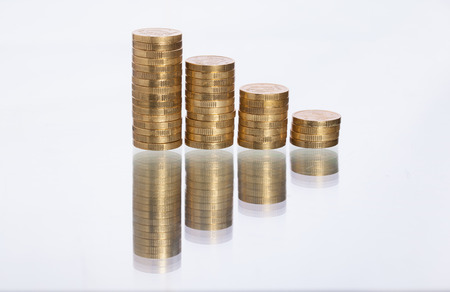 Swedish coins stacked in piles