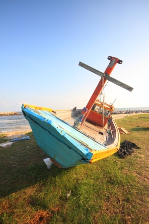 Boat on the beachの写真素材