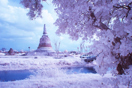 thai temple in infrared  の写真素材