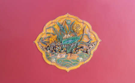 Traditional Chinese relief on wallの写真素材