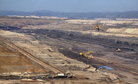 Machines in  strip coal mine