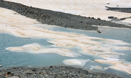 The end of the glacier near Matterhorn trialの写真素材