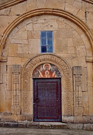 The door detail of church near Tbilisi, Georgiaの写真素材