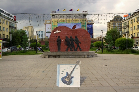 The Beatles memorial in capital town Ullanbaator in Mongoliaのeditorial素材
