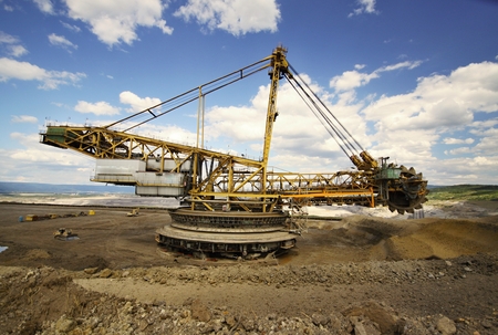 uncovering of the soil on the mine for brown coal,huge coal mining  machine