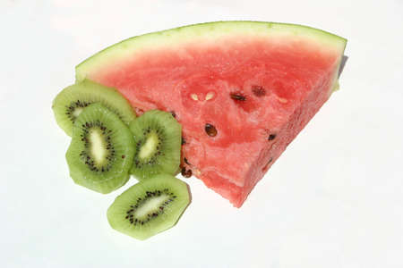 Watermelon & Kiwi slicesの写真素材