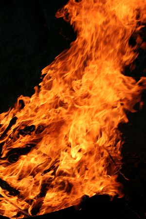 A bonfire raging up,