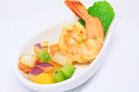 spicy shrimp and avocado cocktailの写真素材