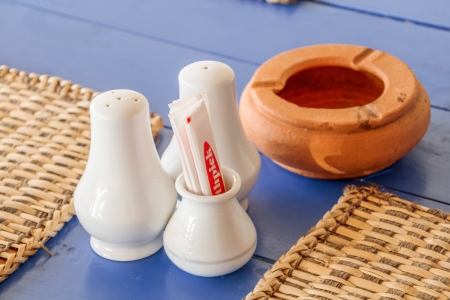 Salt and sugar Flavored seasoning for foodの写真素材