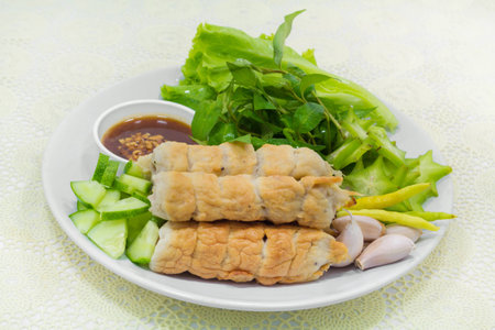 Vietnamese summer roll or Nam Neaung の写真素材