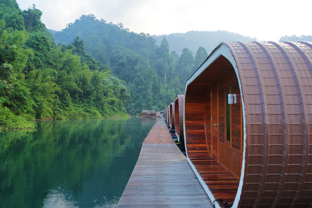 Raft House in Ratchaprapha Dam, Surat Thani , Thailandのeditorial素材