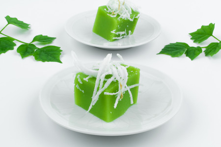 green coconut sweet pudding (Thai dessert)の写真素材