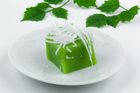 green coconut sweet pudding (Thai dessert)の写真素材