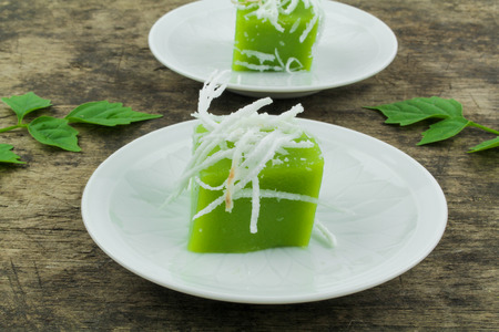 green coconut sweet pudding (Thai dessert)の写真素材