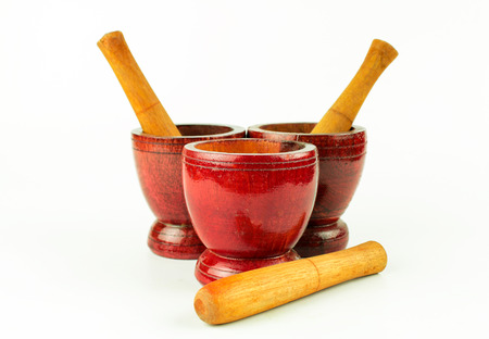Mortar with pestle isolated on white background