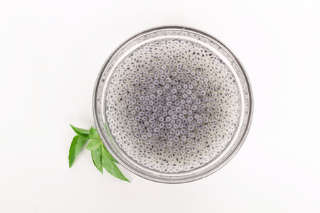 basil seeds soak in water, herb in Thaiの写真素材