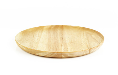 Wooden bowl isolated from white backgroundの写真素材