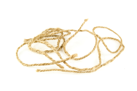 Natural fiber manila rope, isolated on white backgroundの写真素材