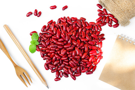 Red kidney bean isolate on  white backgroundの写真素材