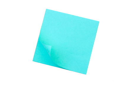blue sticky note isolate on white backgroundの写真素材