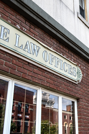 Law office sign of a lawyer in a small town in a historic buildingのeditorial素材