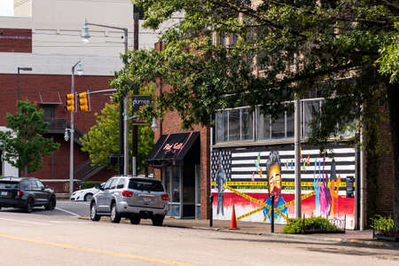 Montgomery, Alabama, USA - Oct. 2, 2021: View down Montgomery Street in downtown Montgomery.のeditorial素材