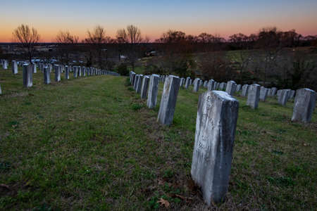 Montgomery, Alabama, USA-March 3, 2021: Rows and rows of Confederate graves in historic Old Oakwood...