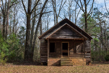 Orrville, Alabama, USA - Jan. 26, 2021: Entrance of one-room schoolhouse at Old Cahawba Archaeological Park.のeditorial素材
