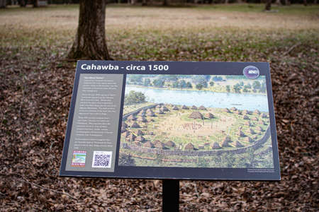 Orrville, Alabama, USA - Jan. 26, 2021: Informational sign regarding Cahawba at 1500 at Old Cahawba Archaeological Park.のeditorial素材
