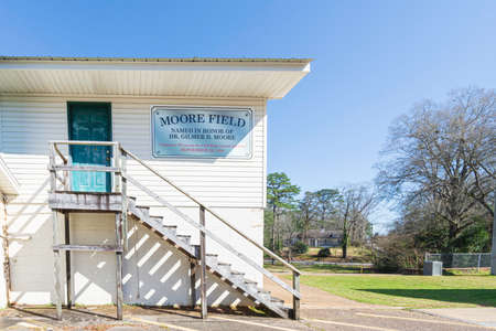 Opelika, Alabama, USA-March 3, 2021: Moore Stadium on 7th Street in Opelika, part of the parks and recreation system. This field was named in honor of Dr. Gilmer Moore in 1934.のeditorial素材