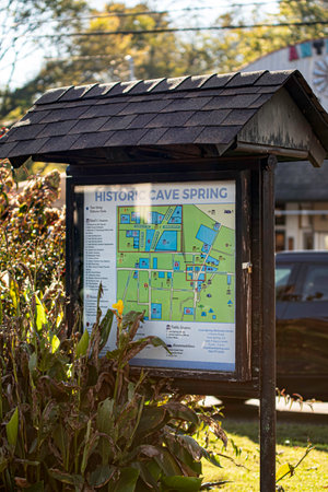 Cave Spring, Georgia, USA-Nov. 6, 2021: Map of historic Cave Spring which boasts a large limestone spring and is on the historic Trail of Tears..のeditorial素材