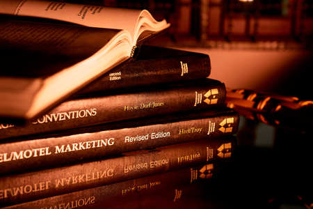 Still life educational books photo in management academic background.のeditorial素材