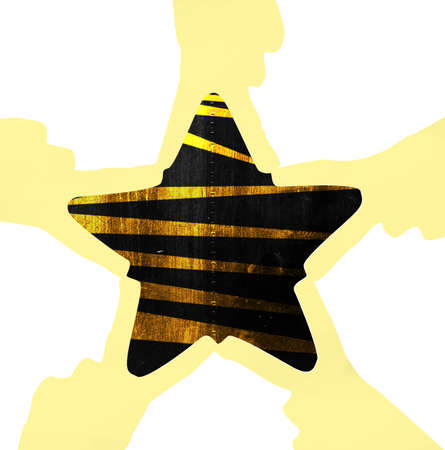 gold star formed with handsの写真素材