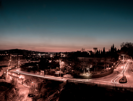 long exposure taken from the ceiling of my house, taken at sunset, GuimarÃ£es Portugalの写真素材