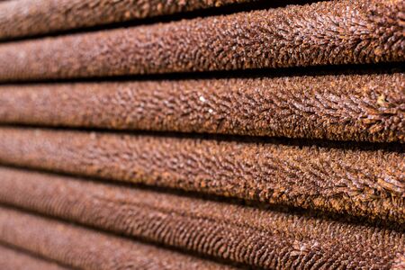 Used Fin tubes of the heat exchanger, the water heater in the boiler as background