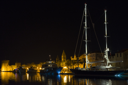 Trogir, Croatia - 2017-07-19, Beautiful old city at night.のeditorial素材