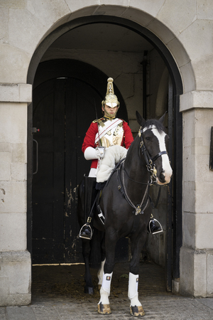 London Great Britain, October 11 2017, Mounted guard outside Horse Guards off Whitehall in central London, Nice autumn day in the cityのeditorial素材