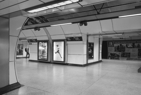 London Great Britain, October 13 2017, Underground and subway below the city, Nice architecture and details in black and whiteのeditorial素材