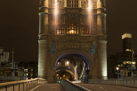 London Great Britain, October 11 2017, Tower Bridge at night, Nice details and architecture in United Kingdomのeditorial素材