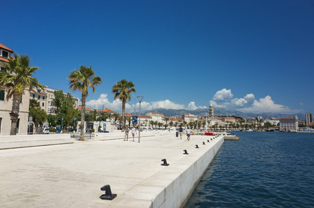 Split, Croatia, May 21 2018, Beautiful sunny day in the old town, Nice outdoors of the popular tourist city.のeditorial素材