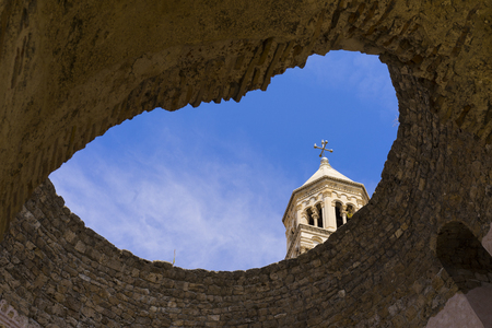 Split, Croatia, August 17 2018, Beautiful sunny day in the old town, Nice outdoors of the popular tourist city in Dalmatia.のeditorial素材