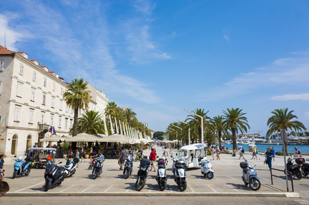 Split, Croatia, August 17 2018, Beautiful sunny day in the old town, Nice outdoors of the popular tourist city in Dalmatia.のeditorial素材