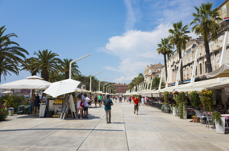 Split, Croatia, August 17 2018, Beautiful sunny day in the old town, Nice outdoors of the popular tourist city in Dalmatia.のeditorial素材