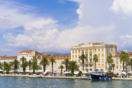 Split, Croatia, August 17 2018, Beautiful sunny day in the old town, Nice outdoors of the popular tourist city in Dalmatia.のeditorial素材