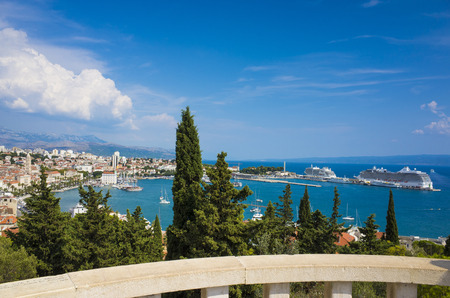 Split, Croatia, August 17 2018, Beautiful sunny day in the old town, Nice outdoors of the popular tourist city in Dalmatia.のeditorial素材