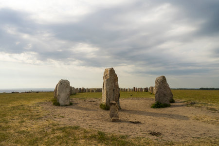 Ystad, Scania, Sweden - 06 20 2021 : Ales Stones ancient megalithic monumentのeditorial素材